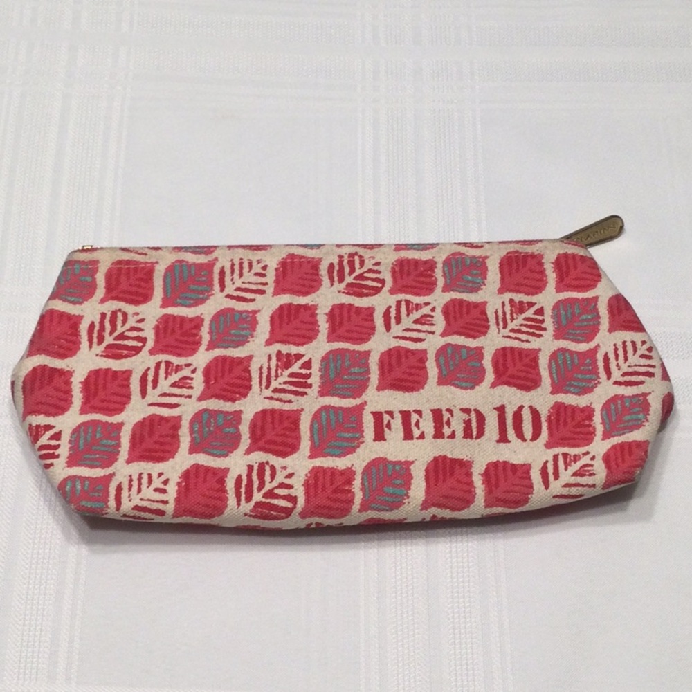 Clarins 100% Cotton Canvas Cosmetic Bag Zippered Feed 10